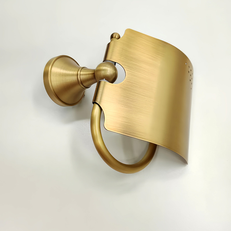 Antique Brass Wall Mount Towel Rack, Vintage Double Layer Bathroom Towel Shelf