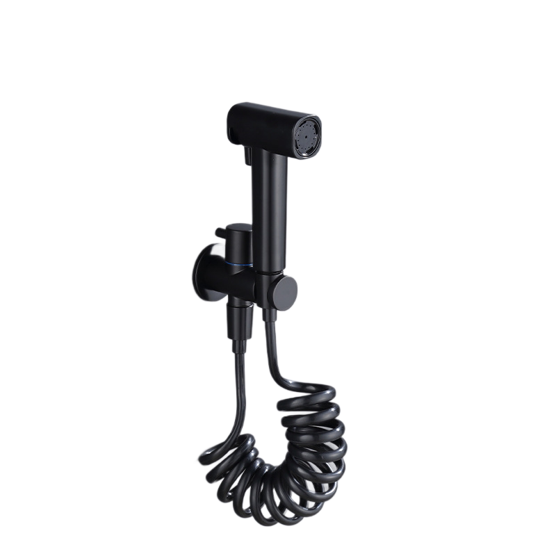 Matte Black Bidet Sprayer Set, Wall Mount Handheld Toilet Sprayer with Angle Valve & Retractable Spring Hose