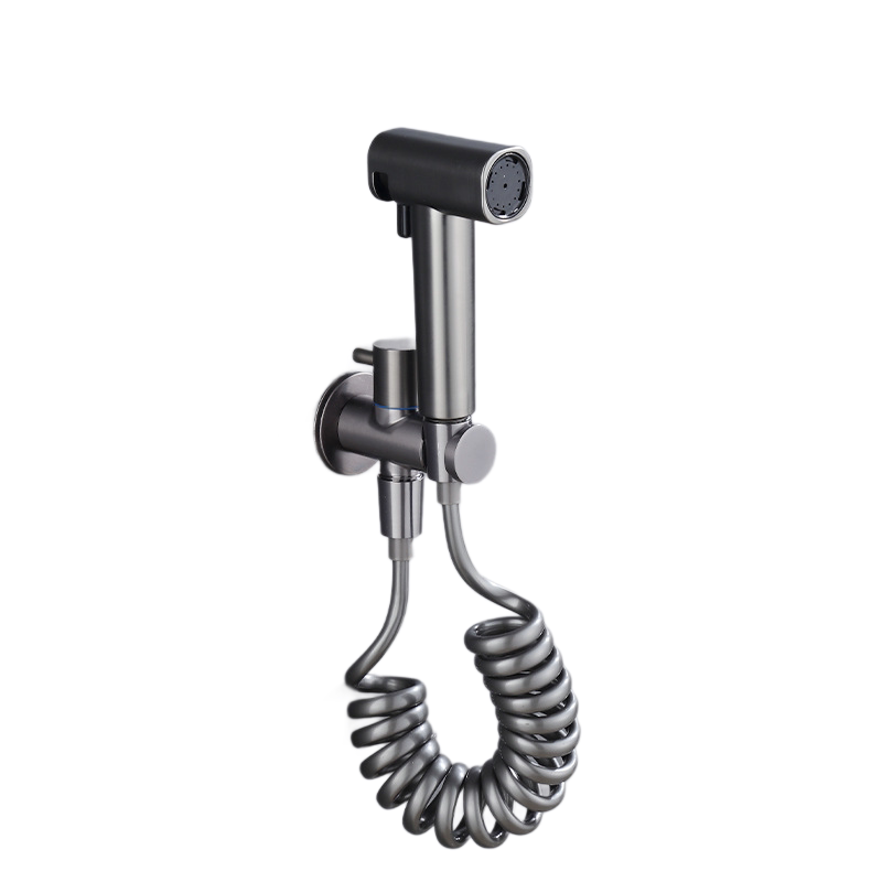 Matte Black Bidet Sprayer Set, Wall Mount Handheld Toilet Sprayer with Angle Valve & Retractable Spring Hose