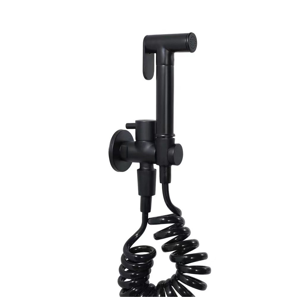 Matte Black Bidet Sprayer Set, Wall Mount Handheld Toilet Sprayer with Angle Valve & Metal Braided Hose
