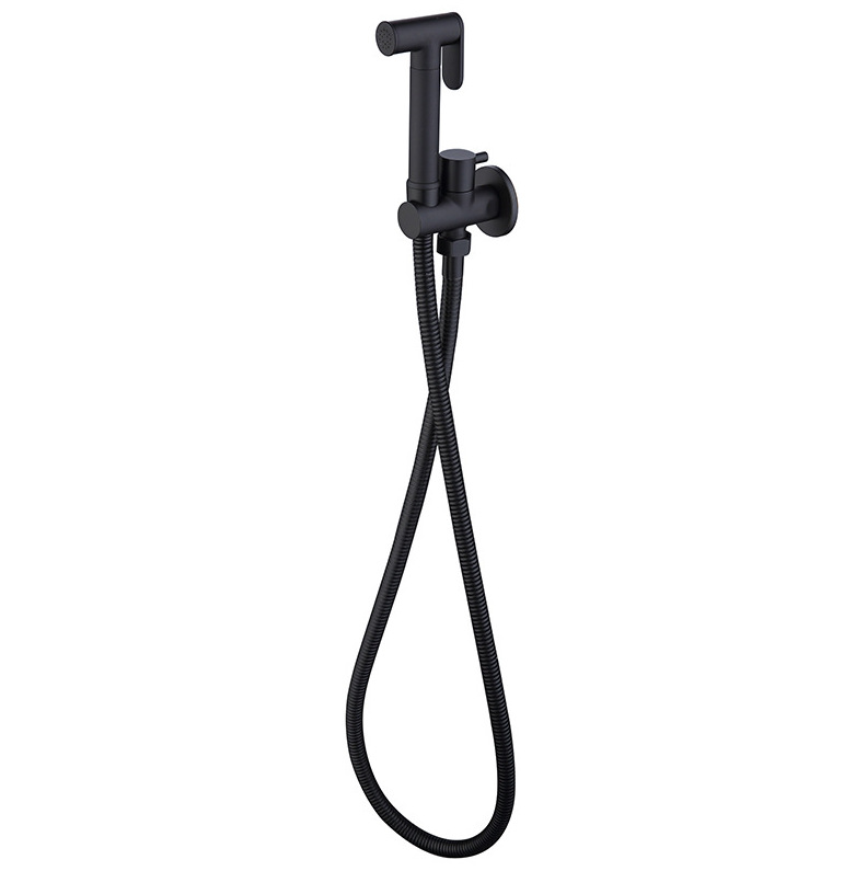 Matte Black Bidet Sprayer Set, Wall Mount Handheld Toilet Sprayer with Angle Valve & Metal Braided Hose