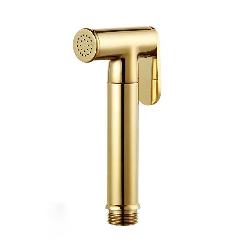 Polished Gold Handheld Bidet Sprayer Head, Metal Toilet Spray Gun Replacement Nozzle with Holder