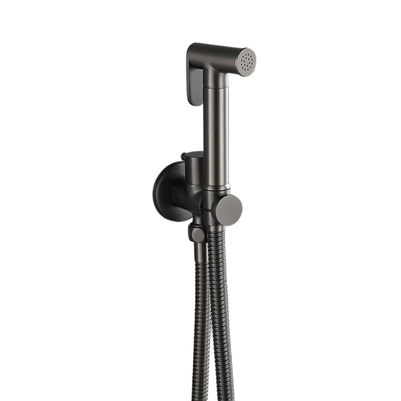 Matte Black Wall Mount Bidet Sprayer Set, Handheld Toilet Spray Kit with Angle Valve & Metal Braided Hose