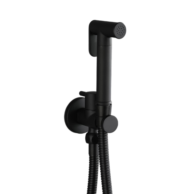 Matte Black Wall Mount Bidet Sprayer Set, Handheld Toilet Spray Kit with Angle Valve & Metal Braided Hose