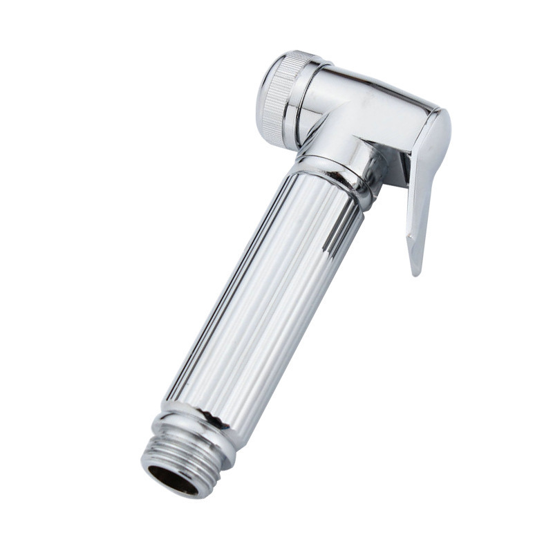 Polished Chrome Handheld Bidet Sprayer Head, Vertical Ribbed Metal Toilet Spray Gun Replacement Nozzle