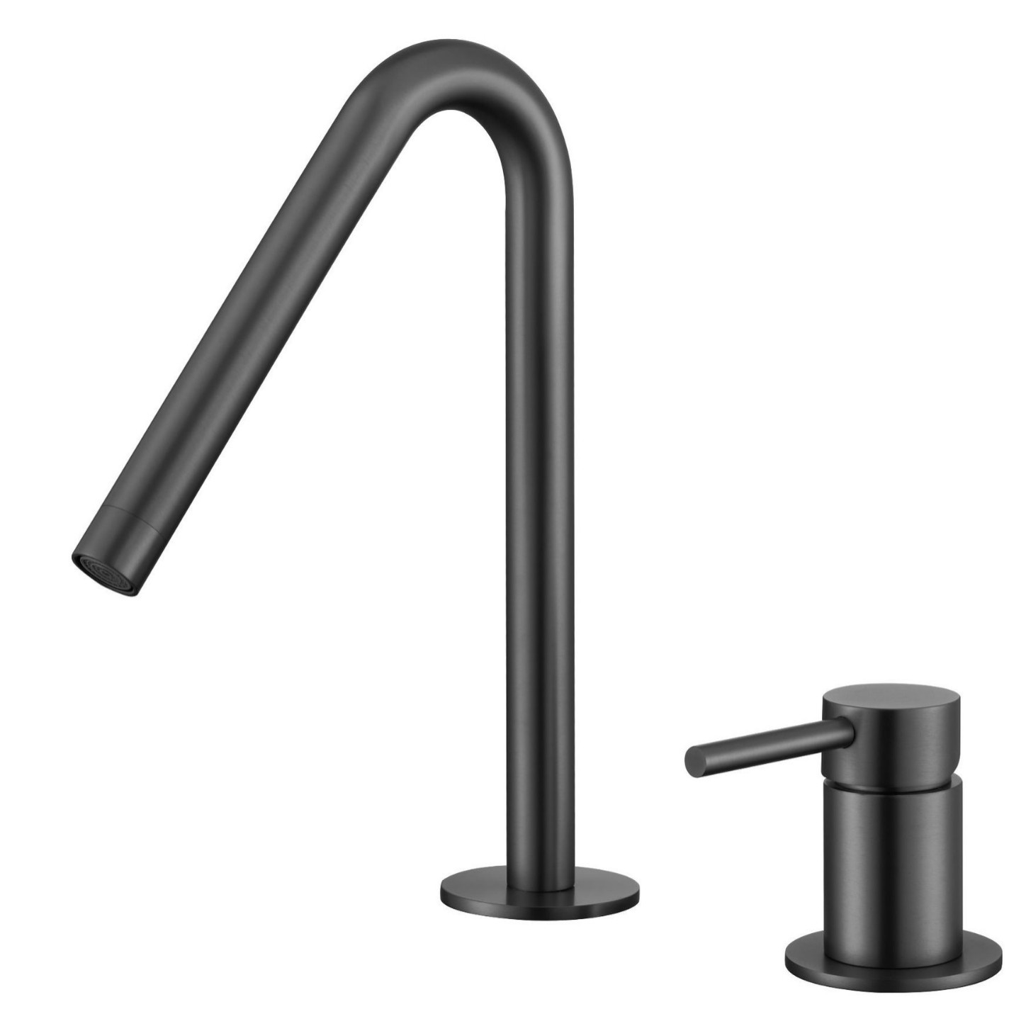 Brushed Gold Two Piece Basin Faucet, Separate Handle Deck Mounted Solid Brass Bathroom Sink Tap