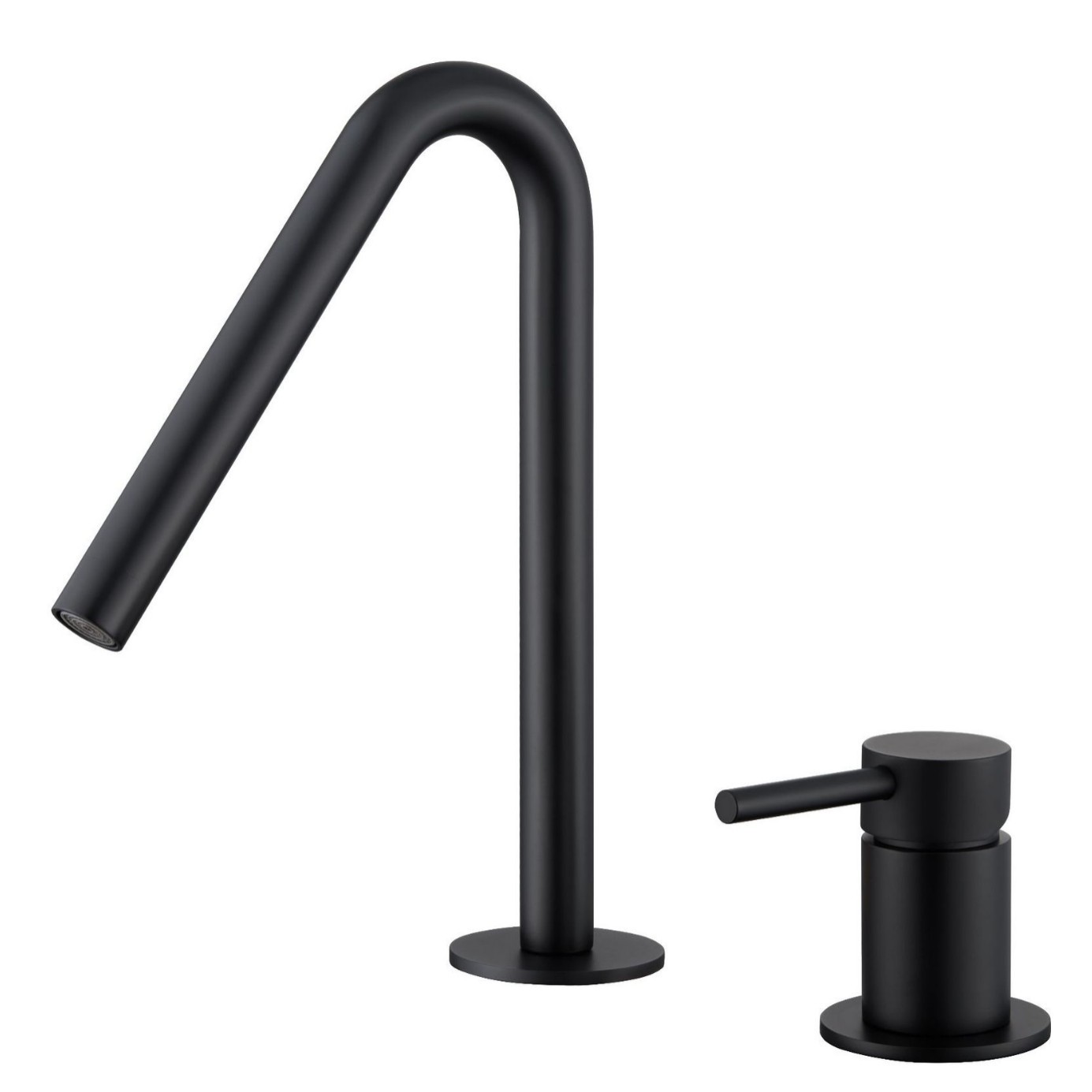 Brushed Gold Two Piece Basin Faucet, Separate Handle Deck Mounted Solid Brass Bathroom Sink Tap