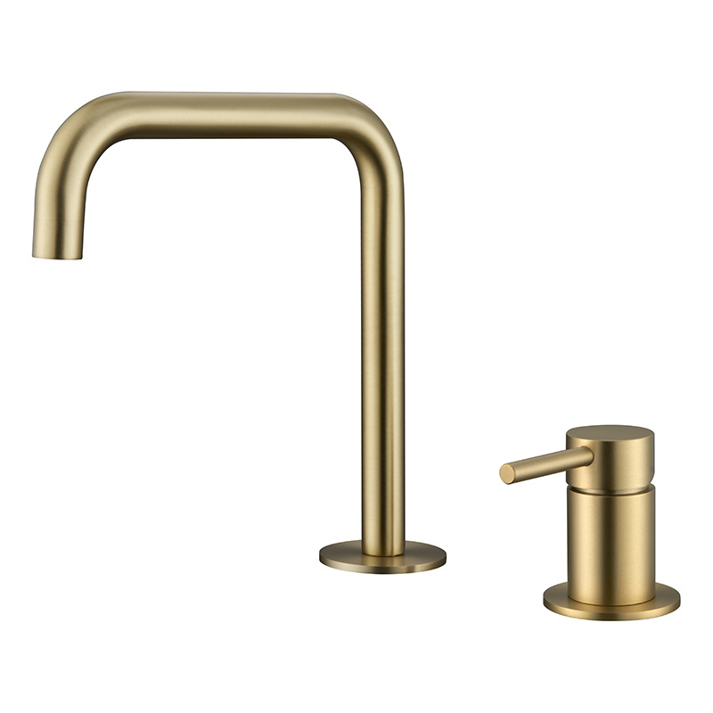 Matte Black Two Piece Basin Faucet, Separate Handle Deck Mounted Solid Brass Bathroom Sink Tap