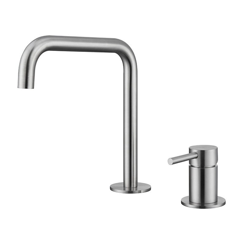 Matte Black Two Piece Basin Faucet, Separate Handle Deck Mounted Solid Brass Bathroom Sink Tap