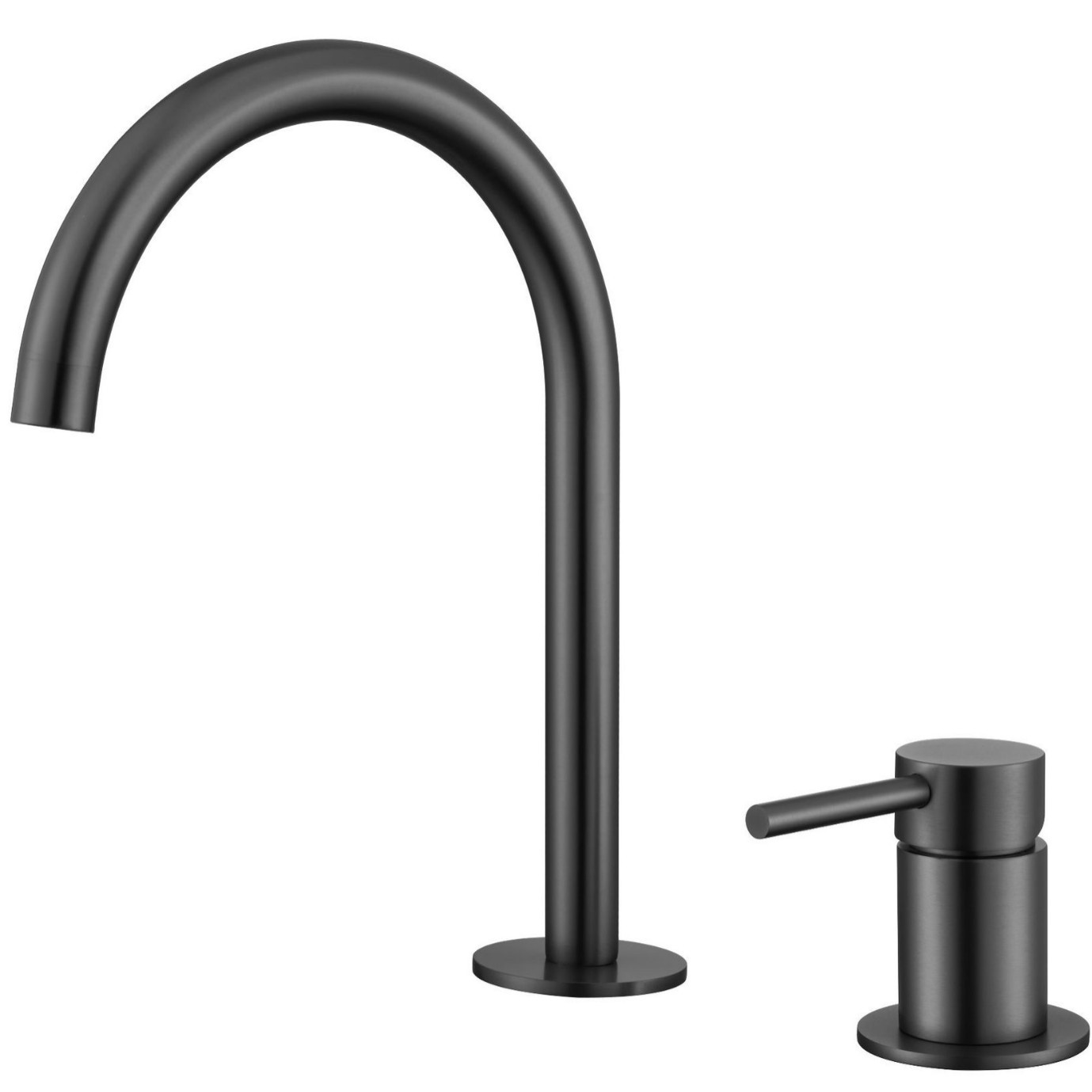 Brushed Nickel Two Piece Basin Faucet, Separate Handle Deck Mounted Solid Brass Bathroom Sink Tap