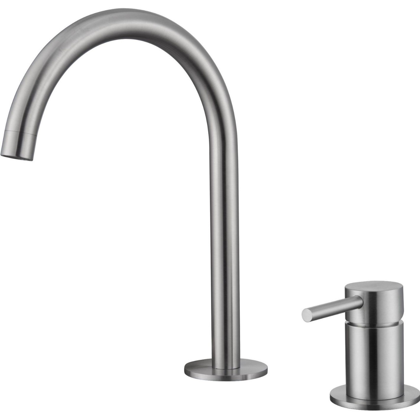 Brushed Nickel Two Piece Basin Faucet, Separate Handle Deck Mounted Solid Brass Bathroom Sink Tap