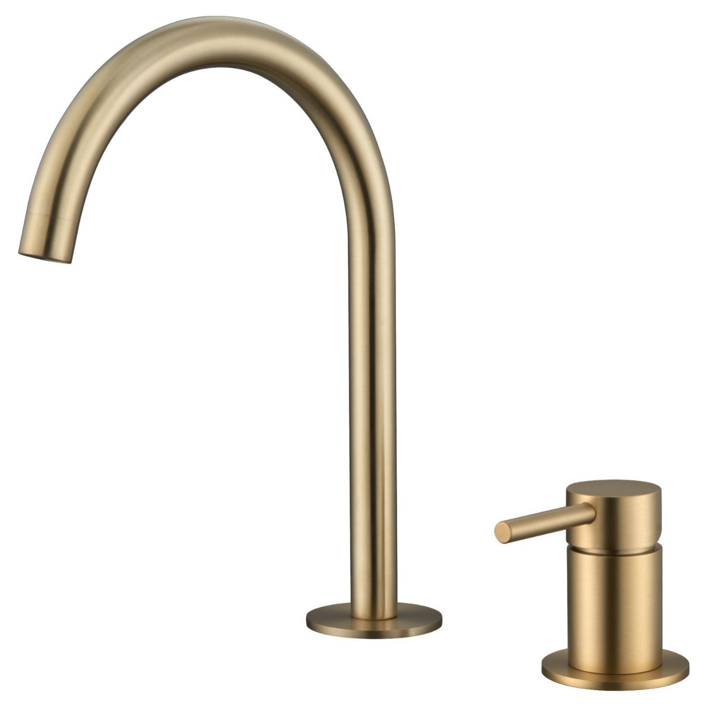 Brushed Nickel Two Piece Basin Faucet, Separate Handle Deck Mounted Solid Brass Bathroom Sink Tap