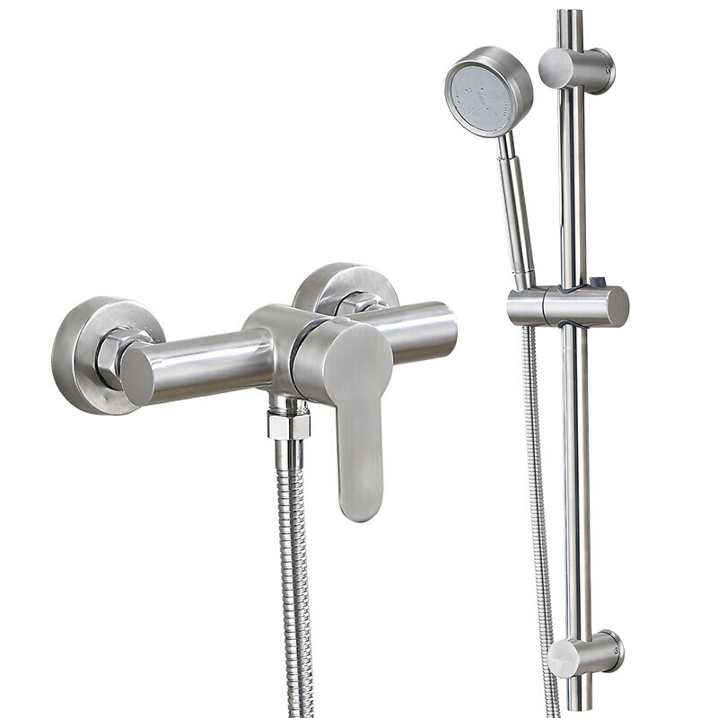 Brushed Nickel Stainless Steel Slide Bar Shower Set, Wall Mount Handheld Shower System