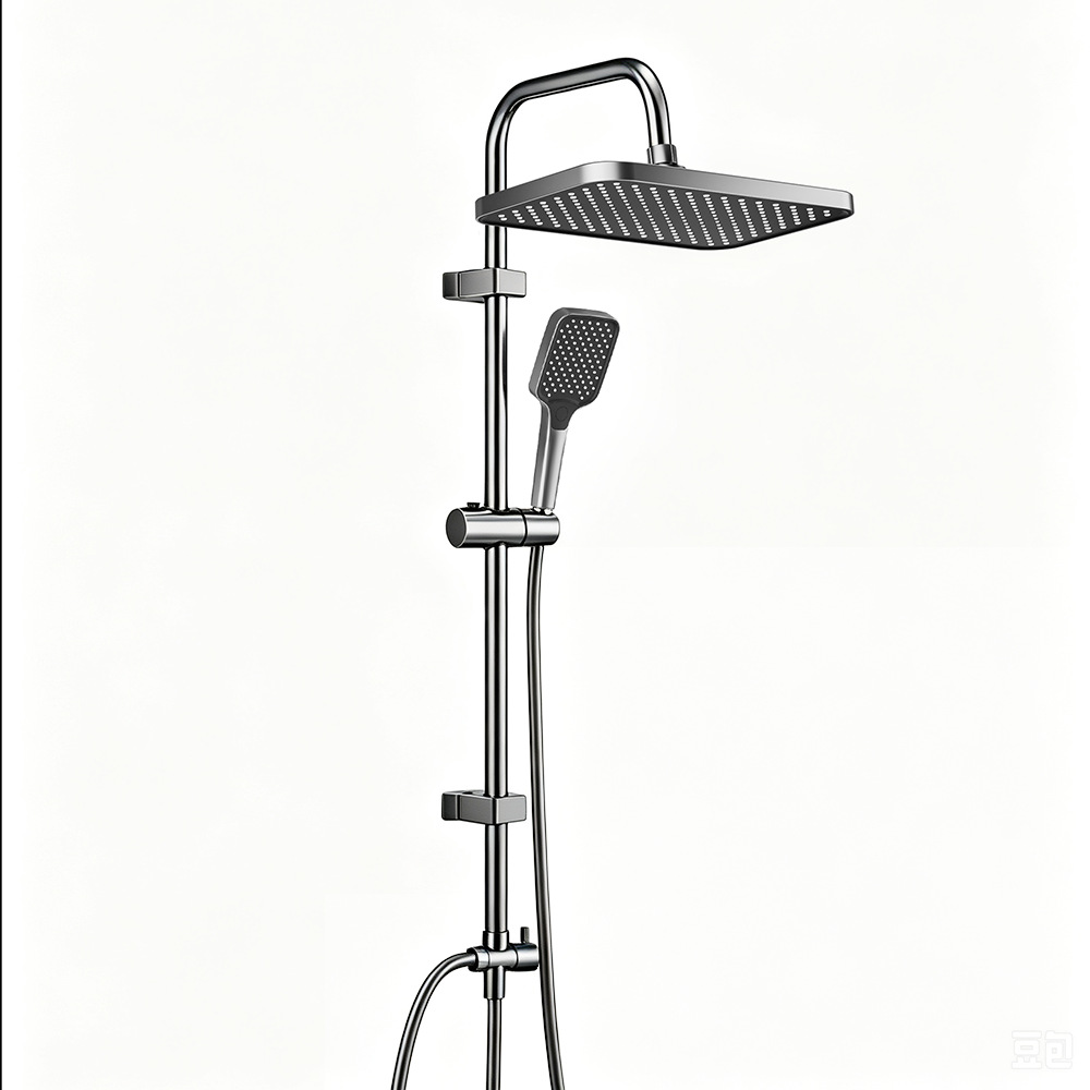 Gun Gray Thermostatic Shower Set, Square Rain Head Solid Brass Wall Mount Shower System with Tub Spout